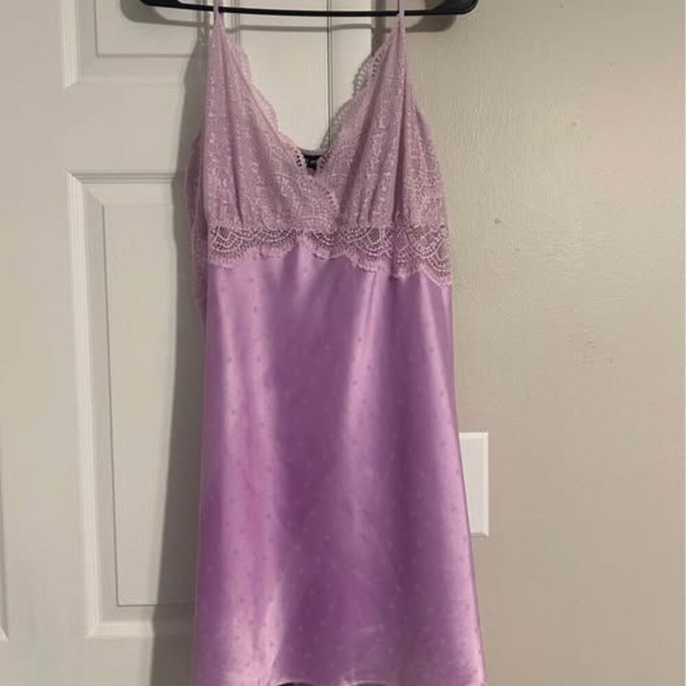 INC International Concepts Intimates XXXL Lavender Lace Satin Short Gown NWT